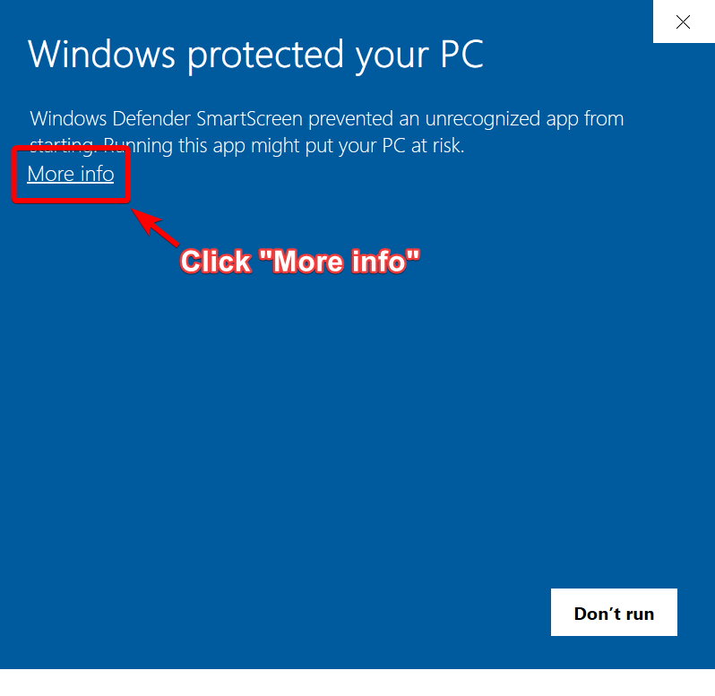 Image of Windows Defender SmartScreen (More info)